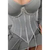 Mode Corset Haut Avec Sexy Bandage Mesh Vêtements Vêtements Vêtements De Luxe Diamant Slim Belt Slim Girlet Streetwear 220316