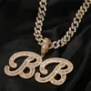 Bling oro bling cz nome personalizzato lettere collana a ciondolo con catena di corda da 24 pollici per uomini donne gioielli