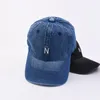 Gewassen denim baseball caps Letter N Geborduurd Verstelbare heren- en damespet Vier seizoenen softtop Cowboy vizier HCS164