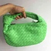 New Fashion Handmade Woven Bag Green Summer Shoulder Bag Lady Crossbody Hobo PU Knotted Handle Casual Handbag G220422