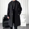 Heren Trench Coats Young Autumn Wind Breakher Jacket Long Hooded Oversize Loose Streetwear Fashion Casual Male Outerwear Viol22