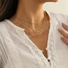 Ensemble de colliers style Boho avec boucle en forme de cœur pour femmes, rétro, Simple, mode, métal doré, chaîne serpent ronde, clavicule, bijoux pour filles