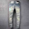 Jeans Amirrs T Shirts Designer 2023 Jean Casual Hip Hop Worn Out and Washed Splash Ink Color Painting Slim Fitting Men's 96G8