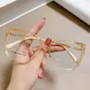 Zonnebrillen vintage oversized anti blauw licht leesglazen retro merk big frame dames brillen bril Clear gradiënt geel vierkant glas