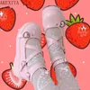 Sandálias lolita tamanho mais sapatos japoneses Mary Jane Women Heart Buckle Jk Garota adorável estudante Kawaii Sweet Waterproofsandals 325