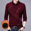 Ymwmhu moda algodão grosso camisa polo masculina manga longa quente primavera e outono roupas listrado topos casuais camisas polo masculino 220514