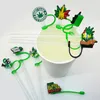 Custom soft silicone straw toppers accessories cover charms Reusable Splash Proof drinking dust plug decorative 8mm straw party supplies