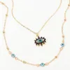 더블 레이어 푸른 악마 눈 펜던트 목걸이 모조 다이아몬드 Boho luck necklae 쥬얼리 여성용 선물