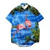 Mäns avslappnade skjortor män främmande kort ärm stativ krage sommar sci-fi mönster lösa hawaii semester strandskjorta toppsmän