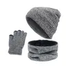 Beanies Beanie/Skull Caps 3st/Set Winter Warm Stacke Beanie Hat Neck Warmer Scarf Pekskärmshandskar för kvinnor Män flickor Sport