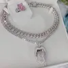 Girocolli ghiacciati Bling Cz Ciondolo bocca Simbolo del dollaro inciso 5mm Catena da tennis Collana con labbra gocciolanti Hiphop Donna Uomo Girocollo Gioielli Sidn22