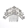 Trendy Bridal Hair Accessories Silver Color Rhinestone Crystal Brides Tiara Floral Wedding Combs Women Hairs Jewelry