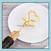 Gold Wine Opener Stopper Love Set Gift Box Elegant Heart Shaped Bottle Openers Corkscrew Champagne Valentines Wedding Souvenir Gifts Party D