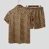 2022 Nya Summer Mens Tracksuits Designer Leopard Fashion Sportswear Set Tshirt and Shorts Vänd tillbaka 100 Short Sleeve Sport 2Pie4824607