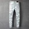 Man jeans mens designer jeans mager svart smal rip lapp cyklist vit denim blå stjärna färg splatter rock stretch motorcykel rak 20SS tätt med hålstorlek 40