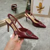 2022 VLogo Signature women sandals patentleather laceup High Heels luxury leather fashion show summer Crocodile leather texture 1391130