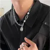 Niche Cold Wind Stitching Necklace Heterosexual Irregular Fold Pendant Pearl Hip Hop Clavicle Chain Street All-match Jewelry