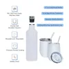 Local Warehouse 3Pcs Wine Tumbler Set 17oz Sublimation White Cups Stainless Steel Water Bottles Double Insulation Vacuum Cups With Straws And Lids A12