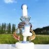 9 IN Heady Bong Red Cream OX Horn Twin Hookahs Glass Bong Dab Rig Heady smoking Water Pipes 14.4mm bowl