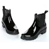 2022 Regnstövlar Vattengummor för kvinnor Fashion Elastic Band Slip på Martin Ankle Boots 35-41 Black/Red/Blue WBS193 H220510