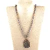 Подвесные ожерелья мода 8 -мм полу драгоценные камни лава 3 цветовые завязанные каменные галлеции