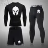 Men's Running Set Gym Legging Thermal Underwear Spartan Compression Fitness MMA Rashguard Male Quick-Drying Tights Track Suit 220419