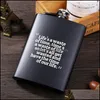 Hip Flasks Drinkware Kitchen Dining Bar Home Garden 8Oz Ounce Black Wine Pot Portable Adt Outdoors Matte Stainless Steel English Letter M