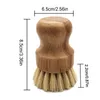 Palm Pot Brush Bamboo Sisal Round Mini Natural Scrub Brush Wet Cleaning Scrubber for Wash Dishes Pots Pans Vegetable Household Tools