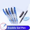 Erasable Pen Set 05mm Needle Tip Gel Ink Pennor Påfyllningar Rodar Skriv Radera tvättbart handtag för skolkontorsleveranser 220714