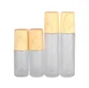 Frosted Glass Roller Bottles 5ml 10ml Roll on Bottle with Metal Roller Ball Wood Grain Plastic Lids for Perfume Essential Oil Lip Balms