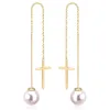 Dangle Chandelier Christmas Cross Accoring Long Drop Drop Fake Pearl Elings 2022 for Women Fashion Jewelry Pendientes Brincosdangle