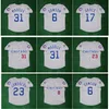 NA85 빈티지 야구 유니폼 Greg 31 Maddux 23 Ryne Sandberg 8 Andre Dawson 17 Mark Grace 1990 All Star Patch Grey Jersey