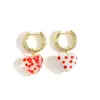 Dangle & Chandelier 2022 Fashion Heart Shape Glass Drop Earrings Korean Lovely Sweet Crystal Floral Print Earring For Women Girl EarringsDan
