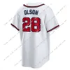 Dansby Swanson 2022 Beyzbol Formaları 13 Ronald Acuna Jr. 22 Robinson Cano 32 Collin McHugh 28 Matt Olson 27 Austin Riley Ozzie Albices Jersey Özel Erkek Erkek Erkek Kadınlar Gençlik Kızarmış