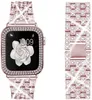 Boîtiers de montre de luxe pour femmes Bling Diamond avec bracelets en silicone Bracelet de montre en silicone 49 38mm 40mm 42mm 44mm 45mm pour iwatch 8 7/6/5/4/3 SE Strap Fashion Designer Montres Housse