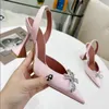 Luxury Designer Amina Muaddi Womens sandals leather sole designer high heels 10cm diamond chain decoration silk wedding sexy banquet women Pink red Satin shoes