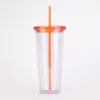 32oz Skinny Tumblers Slim Coffee Mugs Clear Acrylic Water Cup Double Wall Reusable With Lid and Plastic Straw Drinking by sea BBB15196