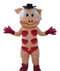 Discount factory sale Good vision and good Ventilation a pig mascot costume with black hat school team Christmas Carnival