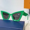 Солнцезащитные очки новейшие мужские подиумные очки «кошачий глаз» с острым углом, черная оправа, зеленые линзы с символом модного тренда Z261W, мужские очки Z2619851204