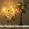 Dekorativa blommor kransar påskdekorationer träd led björkbelysning bordsskiva för alla hjärtans dag hem dekorekorativ