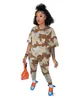 2023 Designer Jogger Suits Summer Women Brand Tracksuits Camouflage Outfits Short Sleeve T-shirt Shorts Two Piece Sets Plus Size 4XL Casual Sportswear