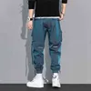 Heren Laser Cargo Pants 2022 Spring Hip Hop Multi-pocket broek Trendy Streetwear Solid zweetwedstrijden mannelijke casual outfits broek G220507