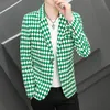 Herenpakken Blazers Green Plaid Suit Jack Men Vintage mode bruiloft Kleding Kleding Straatwear Formele sociale feesten Tuxedo Coatmen's