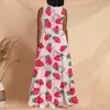 NoisyDesigns Red Maxi Dresses for Women Strawberry Boho Print Sexig stropplös Summer Lady Robe Vintage Party Dress Vestido 220627