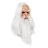 Halloween Headgear Realistic Old Man Head Masks Latex Långt hårguiden Performance Prop for Halloween Costume Cosplay Party 220711