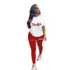 Women Tracksuits XXXL Tvådelat Set Designer Letters Mönster Tryckt Summer Short Sleeve Leggings Outfits Sportwear