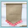 Banner Flags Festive Party Supplies Home Garden Diy Burlap Flag Jute Ruffles Blank Portable Guide Easter G Dhsc9