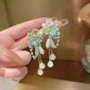 Dangle & Chandelier Elegant Oval Pearl Resin Flower Tassel Summer Earrings Beach Holiday New Fashion Jewelry Boho Green pendientes