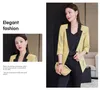 Women's Two Piece Pants Fashion Pantsuits Women Business Suits Half Sleeve Blazer Ladies Pant And Jacket Sets Office Uniform Style Work