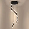 Dimbare LED -eetkamer hanger lamp zwarte aluminium buis kubus salon hangende lamp trap kroonluchter kroonluchter